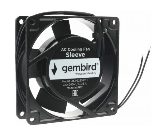Вентилятор Gembird 92x92x25, AC, 220, втулка, 2 pin, провод 30 см, AC9225S22H – изображение 3