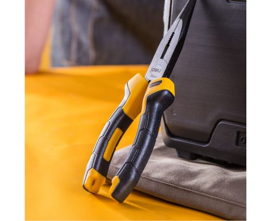 Удлиненные плоскогубцы DELI dl2108z 200 мм, сталь CrV, прорезиненная двухкомпонентная рукоять 110705 – изображение 4