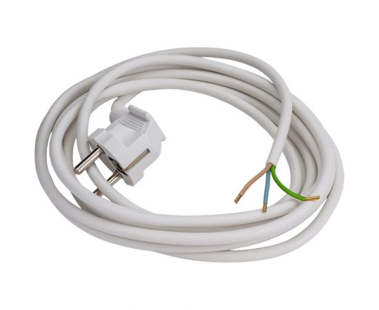 Сетевой шнур Мастер Тока ПВСбм 3x1 белый, 10А, с заземлением, 3м, угловая вилка СШ0027 – изображение 2