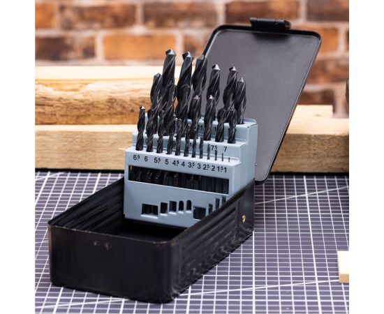 Набор сверл по металлу hss DH-MHZ025-ED1 1-13 мм, 25 шт, металлический кейс DELI 112193 – изображение 3