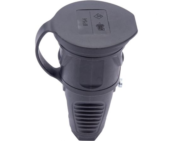 Розетка кабельная PCE 16A 220V 2P+E IP54 корпус крышка черный, маркер черный 2511-ss – изображение 5