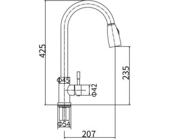 Смеситель для кухни FASHUN с вытяжной лейкой, нержавеющая сталь 304, ф35, черный A56109-7 – изображение 2