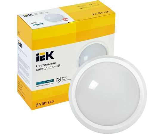 Светильник IEK LED ДПО 5060 24Вт, 4000К, IP65, круг, белый LDPO0-5060-24-4000-K01 – изображение 2
