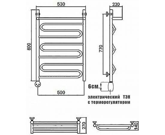 Электрический полотенцесушитель Ника CURVE ЛZ ВП 80/50 левый тэн ЛЗ ВП 80/50 лев – изображение 2