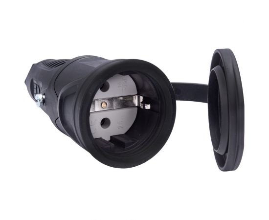Розетка кабельная PCE 16A 220V 2P+E IP54 корпус крышка черный, маркер черный 2511-ss – изображение 4
