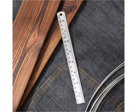 Стальная линейка DELI dl8020y 200 мм, нержавеющая сталь 118990 – изображение 6