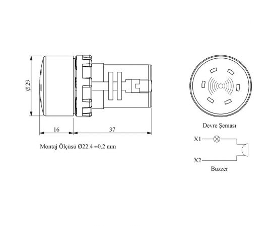 Моноблочный зуммер Emas с подсветкой 24В пост./ MBZS024S – изображение 2