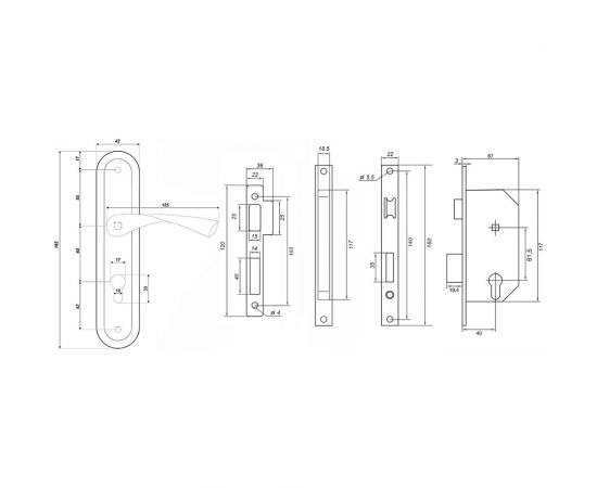 Врезной замок Palladium AL 1613 CP 00011298 – изображение 4