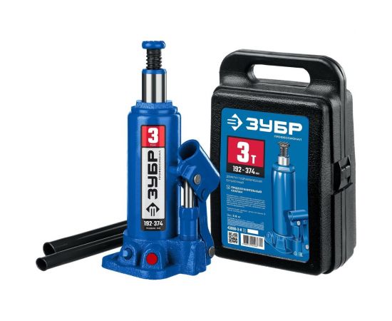 Бутылочный гидравлический домкрат ЗУБР Профессионал в кейсе 3т 43060-3-K_z01 