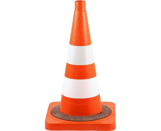 Дорожный конус Технология КС-2.6.0 520 мм, мягкий, комбинированный 1 светоотр. + 1 белая полосы, кв. осн., утяжелитель 00-00001825 