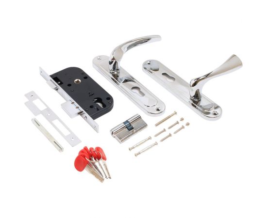 Врезной замок БУЛАТ ЗВ4-1.70.03.04 НОМОС (хром; 5 перфоключей; с ручками) 13976 – изображение 3