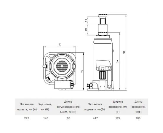 Гидравлический бутылочный домкрат Станкоимпорт 8 тонн TH90804 – изображение 2