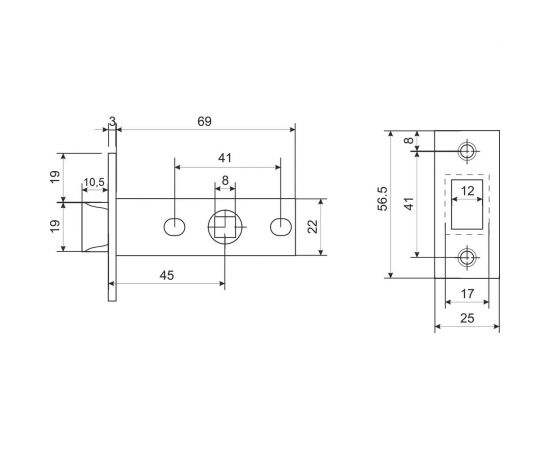 Защелка Аллюр L45-8 SN (матовый никель; торцевая планка 25 мм; без ручек) 11210 – изображение 2
