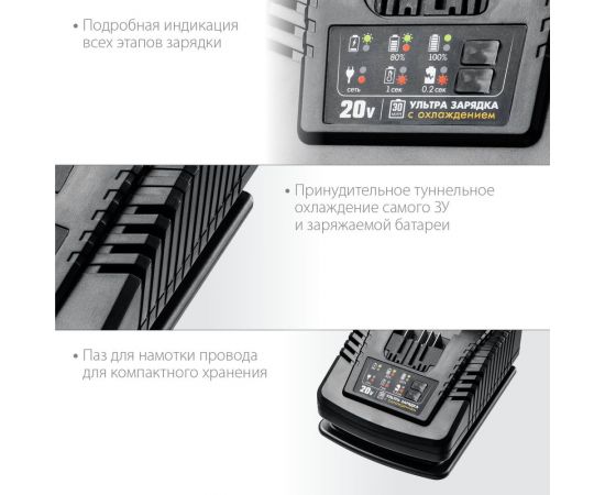 Зарядное устройство для Li-Ion АКБ ЗУБР Профессионал 20В, 6А, тип T7 RT7-20-6 – изображение 5