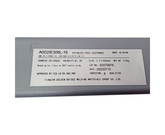 Электроды для нержавеющих сталей A002/E308L-16 3.2 мм, 2.5 кг, аналог OK 61.30 GOLDEN BRIDGE 817 – изображение 6