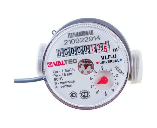 Универсальный квартирный водосчетчик Valtec с импульсным выходом, без сгонов, до +90С, 1.5м3, 1/2, 80 VLF-15U-IL – изображение 2