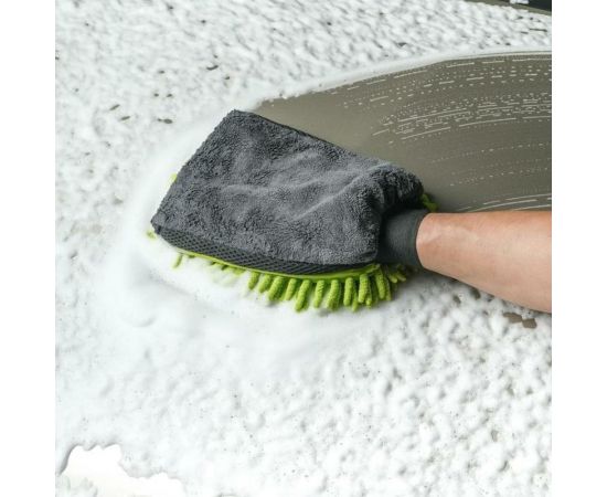Варежка для мытья авто Cartage 25х19 см, двухсторонняя, зелено-серая 5179752 – изображение 2
