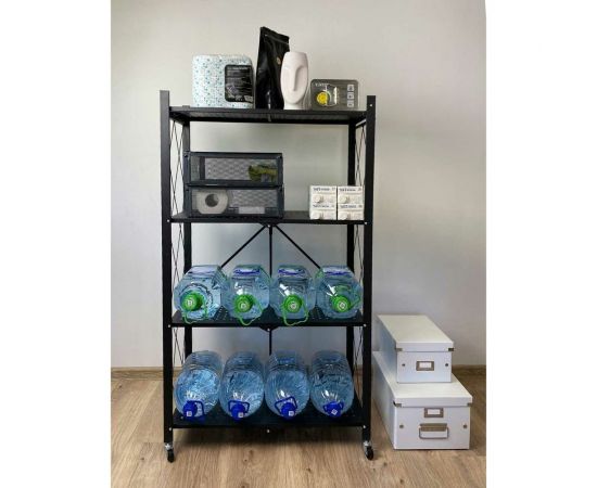 Металлический стеллаж ГЕЛЕОС Атлант-4, 4 полки, складной, размер 730x400x1265 мм, черный АСТ-41 – изображение 7