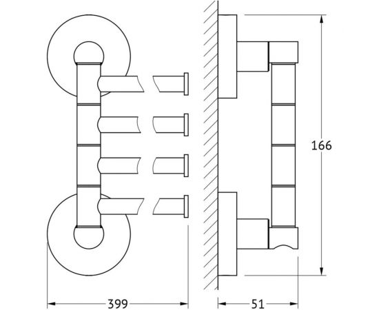 Поворотный держатель полотенец Artwelle четверной 40 cm хром HAR 025 – изображение 6