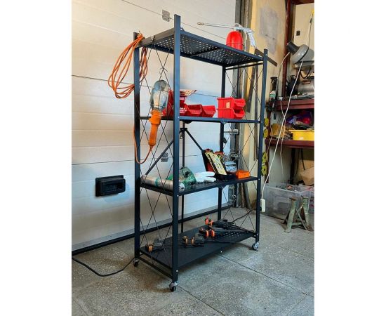 Металлический стеллаж ГЕЛЕОС Атлант-4, 4 полки, складной, размер 730x400x1265 мм, черный АСТ-41 – изображение 5