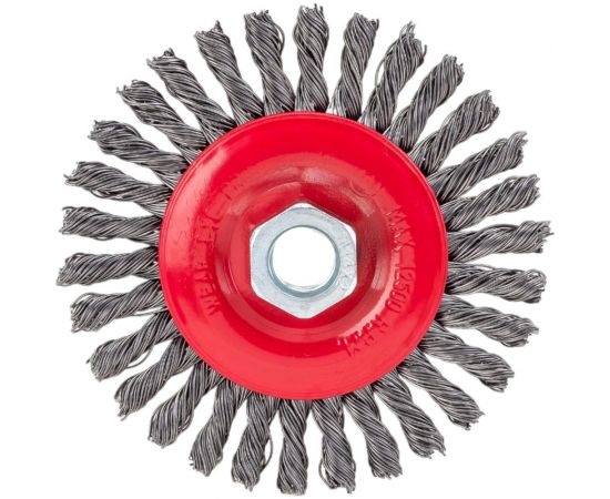 Щетка-крацовка дисковая, плетенная стальная проволока, 100 мм, М14 GROSSMEISTER 021128001 