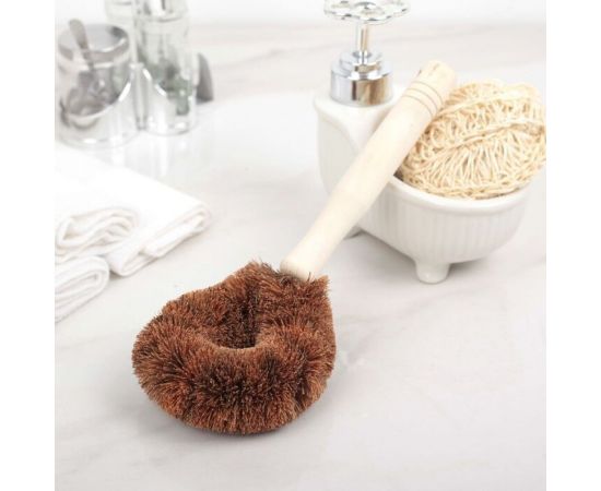 Ерш-щетка для чистки посуды Доляна щетина кокос, деревянная ручка, 25х8х6 см 2969514 