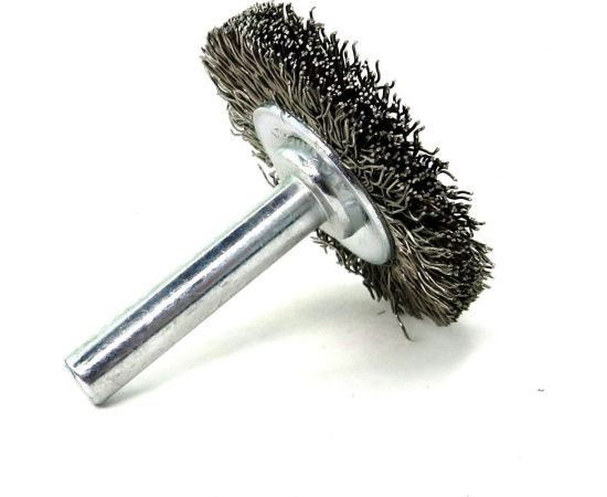 Щетка для дрели дисковая 38x8 мм, с хв-м 6 мм, гофрированная нержавеющая сталь 0.30 мм 13-170 EuroBrush EB-D38SS – изображение 2