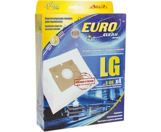 Мешок-пылесборник синтетический для пылесосов LG (4 шт.) EURO CLEAN E-08/4 – изображение 3