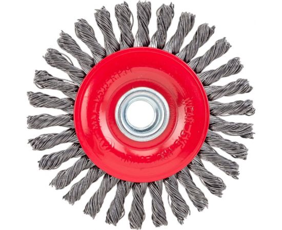 Щетка-крацовка дисковая, плетенная стальная проволока, 100 мм, М14 GROSSMEISTER 021128001 – изображение 4