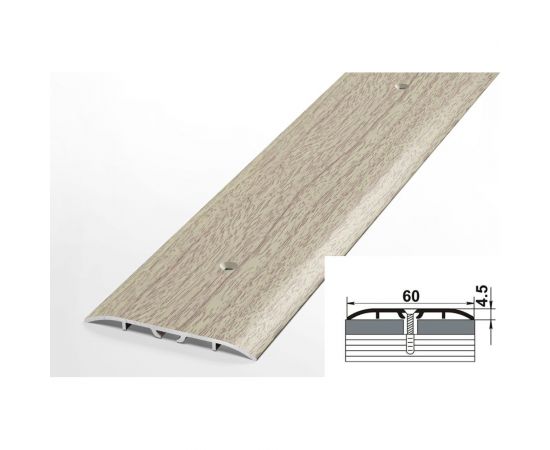 Порог прямой алюминиевый декоративный (60 мм, 1,8 м, Дуб беленый) ЛУКА УТ000012469 – изображение 2