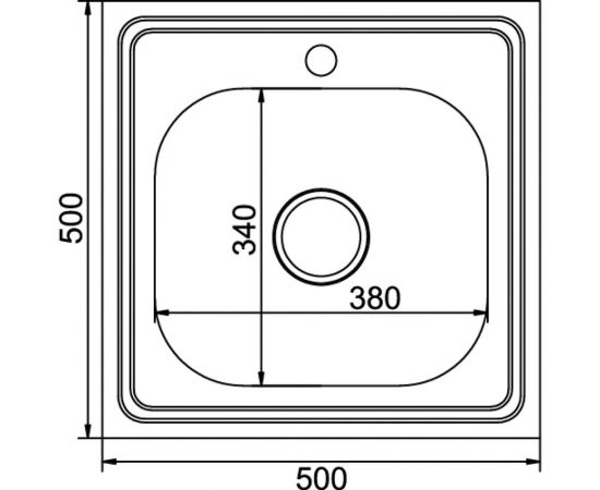 Мойка mixline 50х50х16 см, 0.6, выпуск 3 1/2, с сифоном 527973 – изображение 2