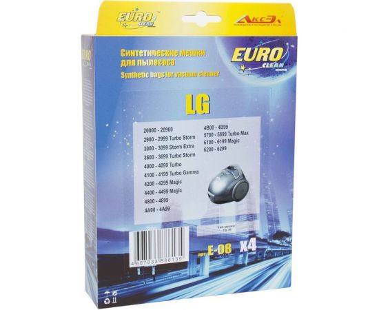 Мешок-пылесборник синтетический для пылесосов LG (4 шт.) EURO CLEAN E-08/4 – изображение 4