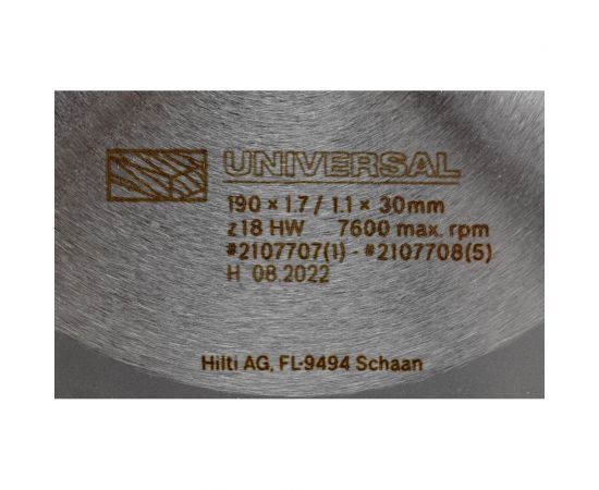Диск SCB WU (190x30 мм; Z18) для циркулярной пилы Hilti 2107707 – изображение 2