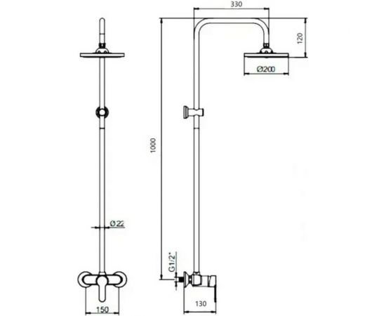 Душевая стойка со смесителем, круглым тропическим душем WISENT W3552 – изображение 7