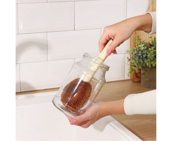 Ерш-щетка для чистки посуды Доляна щетина кокос, деревянная ручка, 25х8х6 см 2969514 – изображение 2