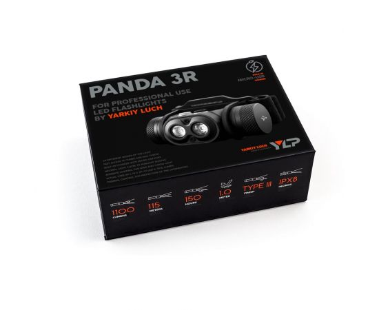 Фонарь ЯРКИЙ ЛУЧ YLP PANDA 3R налобный CREE XP-L HI+XP-G3 max.1100лм, Li-Ion 2600mAh, встр.ЗУ 4606400106029 – изображение 6