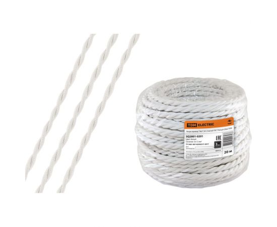 Ретро провод TDM ""Эко"" 2x1,5 витой ГОСТ белый 20м SQ2801-0201 