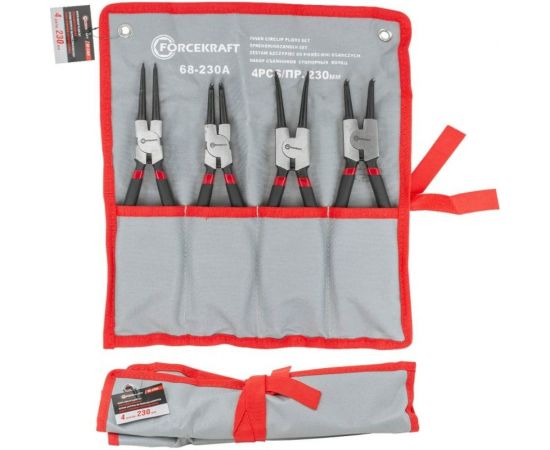 Набор съемников стопорных колец Forcekraft 4пр. (230мм) на полотне FK-68-230A 52478 