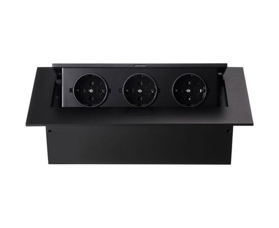 Блок розеток Mebax, MX-226 3 секции чёрный полуавтоматический 212х60мм 00-00001187 