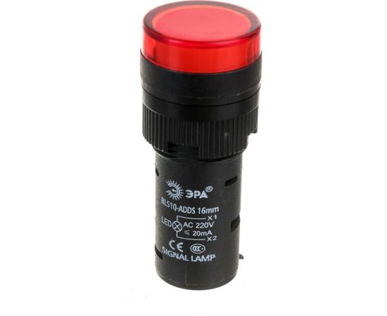 Лампа ЭРА AD16DS(LED)матрица, d=16мм, красный, 230В AC, 20/1000/40000 Б0045616 