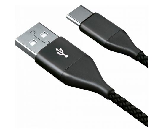 Дата-кабель AKAI Type C, 1м, 2,1А, нейлон, черный CE-464B 