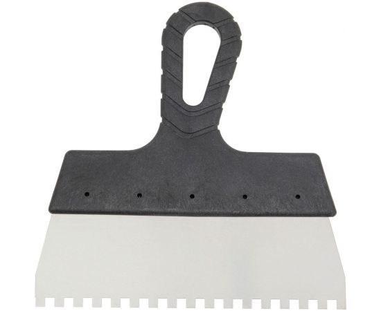 Зубчатый шпатель КЭС 6x6 мм, нержавеющая сталь, пластиковая рукоятка, 250 мм 10000041 