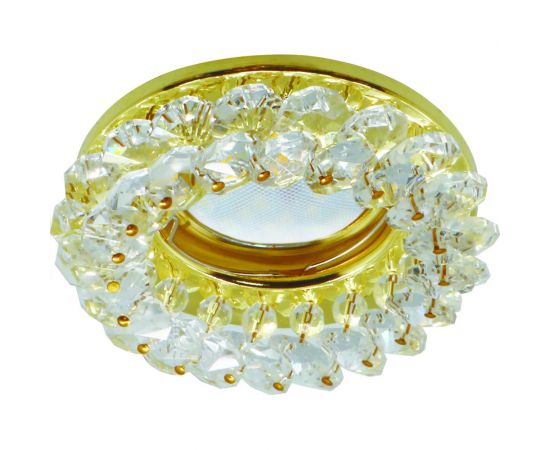 Встраиваемый светильник Ecola MR16 CD4141 GU5.3 круглый, с хрусталиками прозрачный, золото 50x90 FD1618EFY 