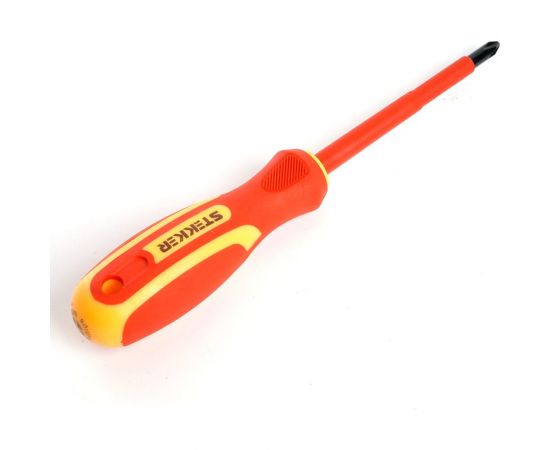 Диэлектрическая крестовая отвертка STEKKER Ph 1 х 80 мм, SDE-PH1-80, 39765 
