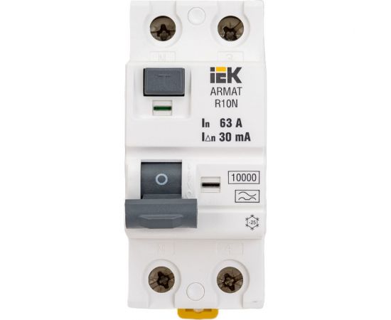 Выключатель дифференциального тока IEK ARMAT R10N 2P 63А 30мА тип A AR-R10N-2-063A030 