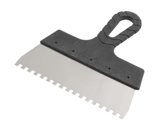 Зубчатый шпатель КЭС 6x6 мм, нержавеющая сталь, пластиковая рукоятка, 250 мм 10000041 – изображение 2