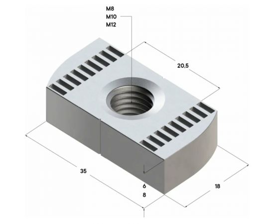 Гайка профиля TERMOCLIP tn 41 8f, М8, 10 шт. 9377001F10 – изображение 2