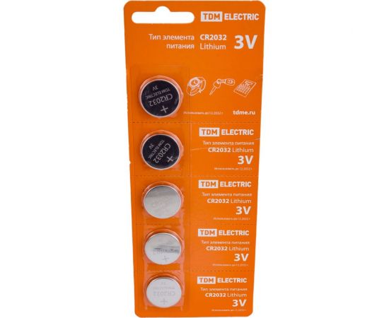 Элемент питания TDM CR2032 Lithium 3V BP-5 SQ1702-0029 – изображение 5