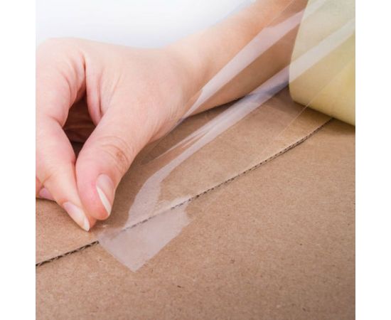 Клейкая лента STAFF упаковочная, 50 мм x 66 м, прозрачная, толщина 40 микрон 440082 – изображение 2