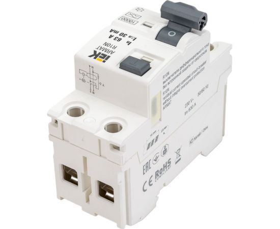 Выключатель дифференциального тока IEK ARMAT R10N 2P 63А 30мА тип A AR-R10N-2-063A030 – изображение 3